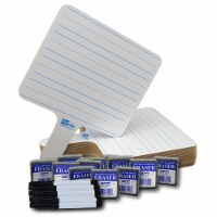 Rectangular Lined Double Sided Dry Erase Answer Paddle + Pens + Erasers - Class Pack  12 Bulk