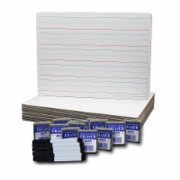 9 x 12 Two Sided Magnetic Red & Blue Ruled/Magnetic Dry Erase Boards+Erasers+Pens-12PK