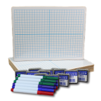9 x 12 Dry Erase XY Axis/Dry Erase, Two-Sided with colored pens and erasers - 12 PK