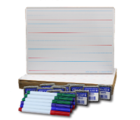 9 x 12 Red & Blue Ruled/Dry Erase (dual sided) + Colored Pens + Student Eraser Class Pack 12