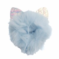 Blue Faux Fur Cat Ear Scrunchie Perspective: Main