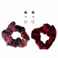 Stud Earring & Maroon Scrunchie Set Perspective: Main