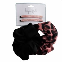 Black Print Barrette & Scrunchie Set Perspective: Main