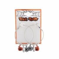 FAF Pumpkin Skeleton & Spider Hoop Earrings - Silver Perspective: Main