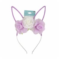 Floral Bunny Headband - Purple/White Perspective: Main