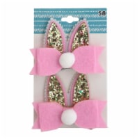 Glitter Easter Barrettes - Pink/Gold Perspective: Main