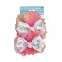 Easter Egg Hair Bows - Pink/White Perspective: Main