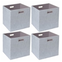 Posprica 13 x 13 Inch Square Collapsible Fabric Storage Cubes, Silver (4 Pack)