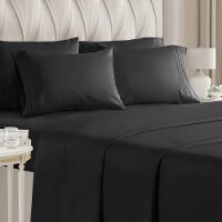 CGK Linens 6 Piece Microfiber Solid Sheet Set - Queen - Black