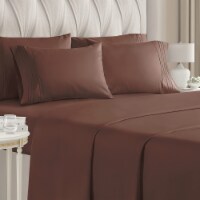 CGK Linens 6 Piece Microfiber Solid Sheet Set - Queen - Brown