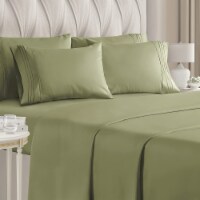 CGK Linens 6 Piece Microfiber Solid Sheet Set - King - Sage Green