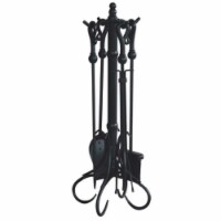 Import F-1056 5 Piece Black Fireset with Crook Handle, 30 in.