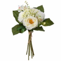 National Tree RAS-TMV0600-1 13 in. White & Green Peony Rose Bundle Artificial Flower Bouquet