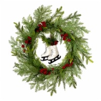 22 Unlit Winter Skates Artificial Wreath with Red Berries - National Tree Company Perspective: Main