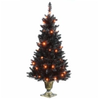 4 ft. Black Entrance Tree with String of Orange Lights