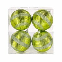First Traditions 4 Piece Shatterproof Swirling Lime Green Ornaments