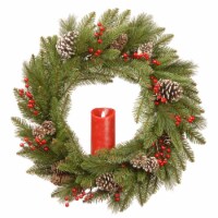National Tree Company Pre-Lit Artificial 'Feel Real' Christmas Wreath, Green, Bristle Berry
