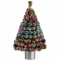 48  Fiber Optic  Evergreen  Flocked Tree with Silver Base- Multi