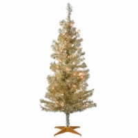 National Tree Company 4 Foot Prelit Holiday Tinsel Tree with Metal Stand, Gold