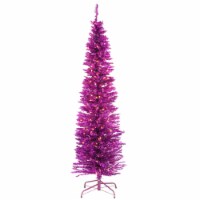 National Tree Company Pre-Lit Artificial Christmas Tree, Pink Tinsel, White Lights, Includes
