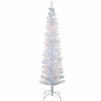 6 ft. White Iridescent Tinsel Tree with Clear Lights
