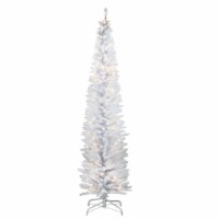 National Tree Company Pre-Lit Artificial Christmas Tree, White Tinsel, White Lights, Includes