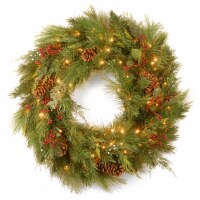 National Tree Company Pre-Lit Artificial Christmas Wreath, Green, White Pine, White Lights,