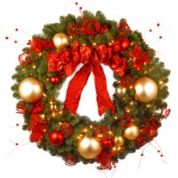 National Tree Company 36in. Decorative Collection Cozy Christmas Wreath with Red and Clear