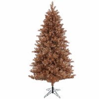 7 1/2' Christmas Rose Gold Slim Hinged Tree with Warm White LED Rice Lights