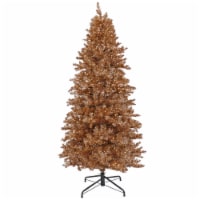 9' Christmas Rose Gold Slim Hinged Tree with Warm White LED Rice Lights