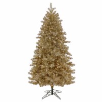 7 1/2' Christmas Platinum Slim Hinged Tree with Warm White LED Rice Lights