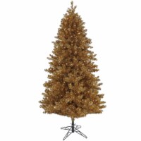 7 1/2' Christmas True Gold Slim Hinged Tree with Warm White LED Rice Lights