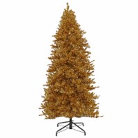 9' Christmas True Gold Slim Hinged Tree with Warm White LED Rice Lights