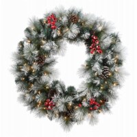 National Tree 266740 24 in. Snowy Glacier Pine Artificial Wreath, Warm White