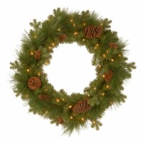 National Tree Company Pre-Lit Artificial Christmas Wreath, Green, Eastwood Spruce, White