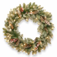 30  Dunhill  Fir Wreath with Snow, Red Berries, Cones and 50 Clear Lights 50 Clear lights
