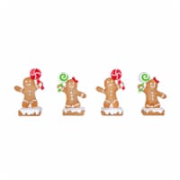 National Tree Company First Traditions Four Piece Gingerbread Cookie Card Holders, Brown, 3