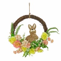 National Tree Company 16 Bunny and Rose Flowers Artificial Wreath, Easter Collection