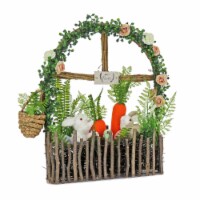 National Tree Company Artificial Window Pane Decoration, Decorated with Bunnies, Carrots, Perspective: Main