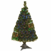 32  Fiber Optic Ice Tree with with Green Base-Battery Operated w/Timer