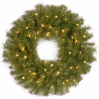 National Tree Company Pre-Lit Artificial Christmas Wreath, Green, Norwood Fir, White Lights,