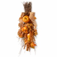 National Tree Company Artificial Fall Teardrop Wall Decoration, Decorated with Pumpkins,