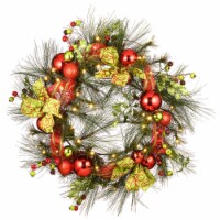 National Tree Company Artificial Christmas Wreath, Green, Bristle Berry, Decorated with Ball
