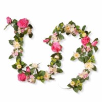 National Tree RAS-452301A-1 72 in. Rose & Hygrangea Garland