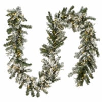 National Tree Company Pre-Lit Artificial Christmas Garland, Green, Snowy Green, White Lights,
