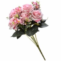 National Tree RAS-H19817PK-1 19 in. Pink & Green Artificial Rose Flower Bouquet