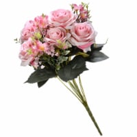 National Tree RAS-H19817PK-1 19 in. Pink & Green Artificial Rose Flower Bouquet