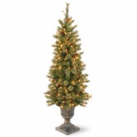 National Tree Company 4 ft. Glittery Gold Pine Entrance Tree with Clear Lights
