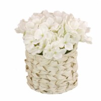 10 White Hydrangea Bouquet in White Basket
