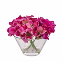 8 Dark Purple Hydrangea Bouquet in Glass Vase